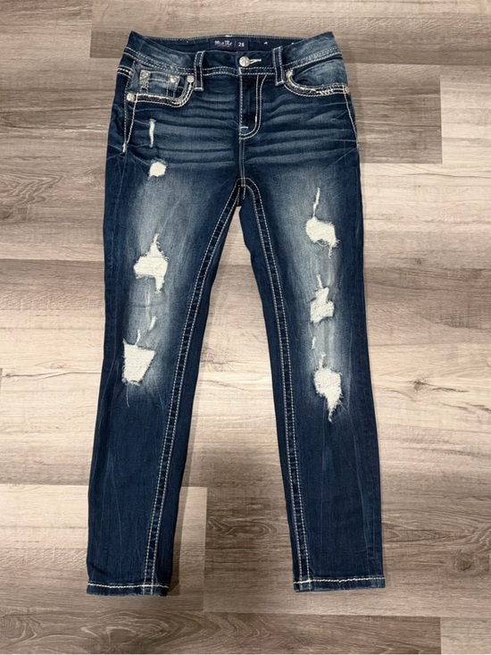 Miss Me Denim - Miss Me Womens Curvy Ankle Skinny Jeans Distressed Flap Pockets Size 26